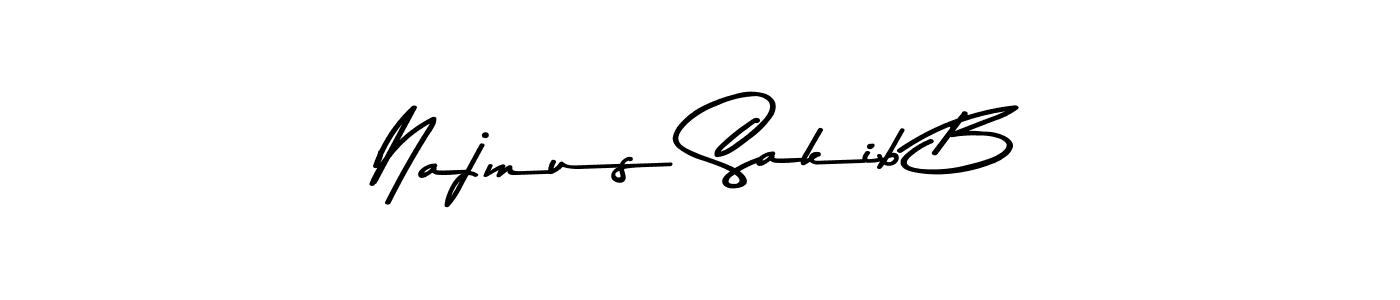 How to make Najmus Sakib B name signature. Use Asem Kandis PERSONAL USE style for creating short signs online. This is the latest handwritten sign. Najmus Sakib B signature style 9 images and pictures png