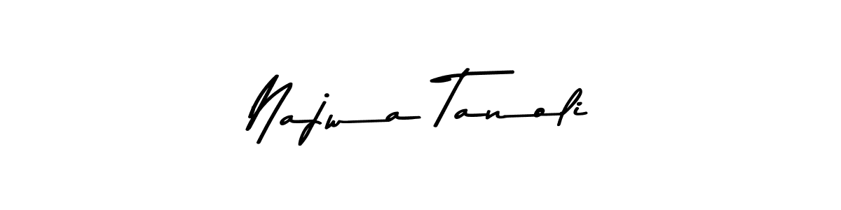Make a beautiful signature design for name Najwa Tanoli. With this signature (Asem Kandis PERSONAL USE) style, you can create a handwritten signature for free. Najwa Tanoli signature style 9 images and pictures png