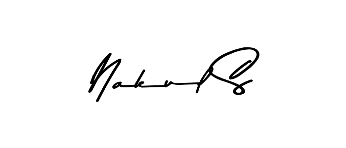 Create a beautiful signature design for name Nakul S. With this signature (Asem Kandis PERSONAL USE) fonts, you can make a handwritten signature for free. Nakul S signature style 9 images and pictures png