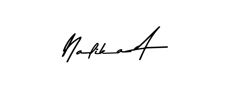 How to make Nalika A name signature. Use Asem Kandis PERSONAL USE style for creating short signs online. This is the latest handwritten sign. Nalika A signature style 9 images and pictures png