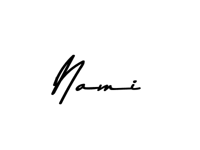 Make a beautiful signature design for name Nami. With this signature (Asem Kandis PERSONAL USE) style, you can create a handwritten signature for free. Nami signature style 9 images and pictures png