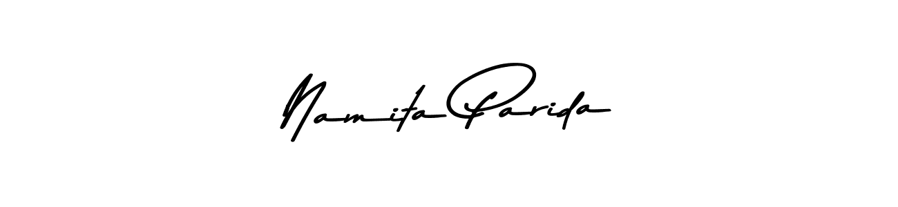 Create a beautiful signature design for name Namita Parida. With this signature (Asem Kandis PERSONAL USE) fonts, you can make a handwritten signature for free. Namita Parida signature style 9 images and pictures png