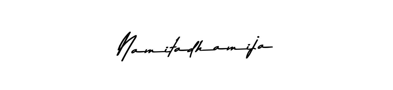 This is the best signature style for the Namitadhamija name. Also you like these signature font (Asem Kandis PERSONAL USE). Mix name signature. Namitadhamija signature style 9 images and pictures png