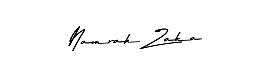 Make a beautiful signature design for name Namrah Zaka. With this signature (Asem Kandis PERSONAL USE) style, you can create a handwritten signature for free. Namrah Zaka signature style 9 images and pictures png