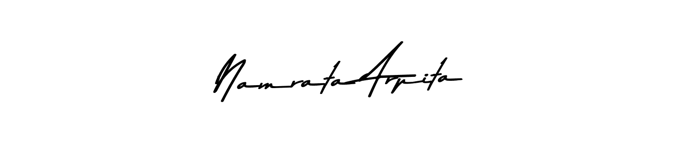 How to make Namrata Arpita name signature. Use Asem Kandis PERSONAL USE style for creating short signs online. This is the latest handwritten sign. Namrata Arpita signature style 9 images and pictures png