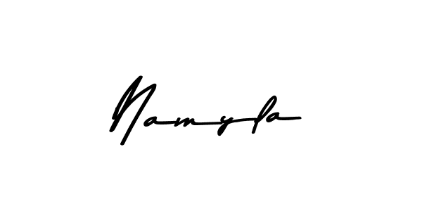 Create a beautiful signature design for name Namyla. With this signature (Asem Kandis PERSONAL USE) fonts, you can make a handwritten signature for free. Namyla signature style 9 images and pictures png