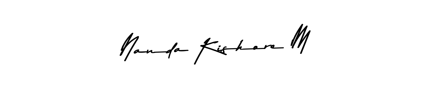 Make a beautiful signature design for name Nanda Kishore M. With this signature (Asem Kandis PERSONAL USE) style, you can create a handwritten signature for free. Nanda Kishore M signature style 9 images and pictures png