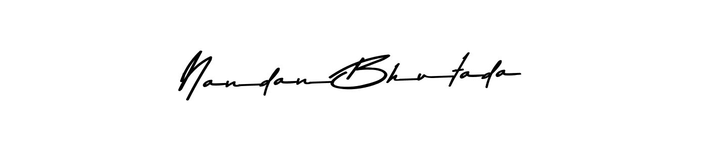 Make a beautiful signature design for name Nandan Bhutada. With this signature (Asem Kandis PERSONAL USE) style, you can create a handwritten signature for free. Nandan Bhutada signature style 9 images and pictures png