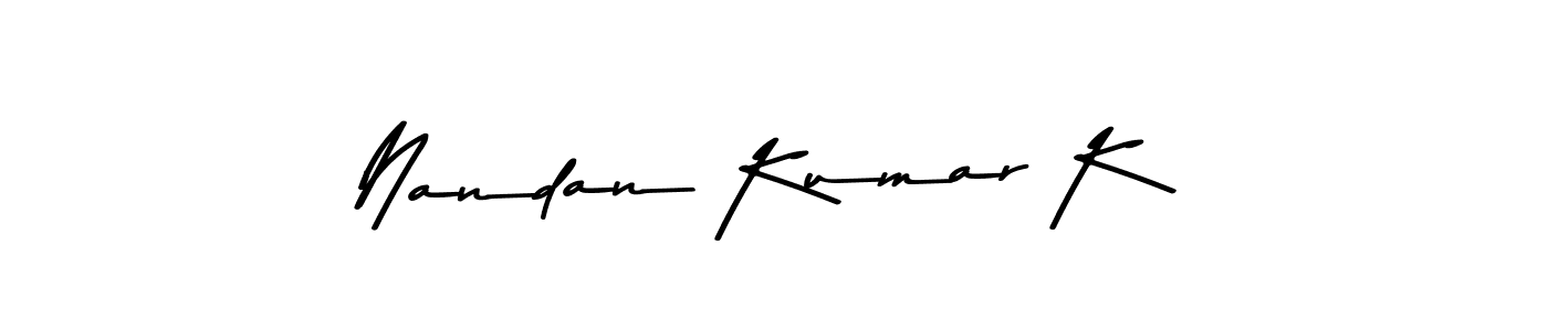 How to make Nandan Kumar K name signature. Use Asem Kandis PERSONAL USE style for creating short signs online. This is the latest handwritten sign. Nandan Kumar K signature style 9 images and pictures png