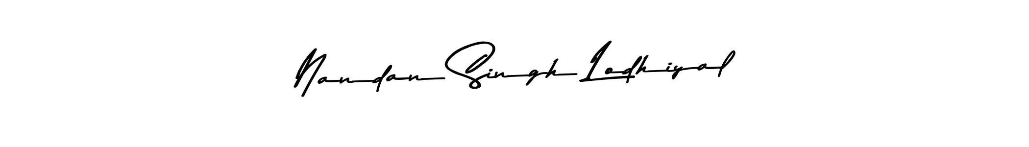 How to make Nandan Singh Lodhiyal name signature. Use Asem Kandis PERSONAL USE style for creating short signs online. This is the latest handwritten sign. Nandan Singh Lodhiyal signature style 9 images and pictures png