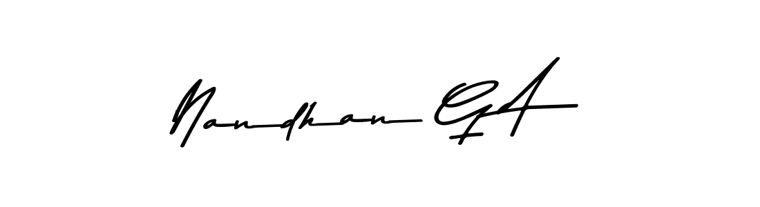 Create a beautiful signature design for name Nandhan G A. With this signature (Asem Kandis PERSONAL USE) fonts, you can make a handwritten signature for free. Nandhan G A signature style 9 images and pictures png