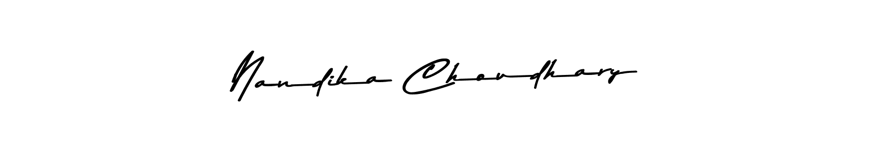 How to make Nandika Choudhary name signature. Use Asem Kandis PERSONAL USE style for creating short signs online. This is the latest handwritten sign. Nandika Choudhary signature style 9 images and pictures png