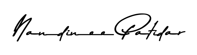 Give your name Nandinee Patidar an exquisite flair with the Asem Kandis PERSONAL USE script font. Ideal for contracts, resumes, and formal letterheads. Nandinee Patidar signature style 9 images and pictures png