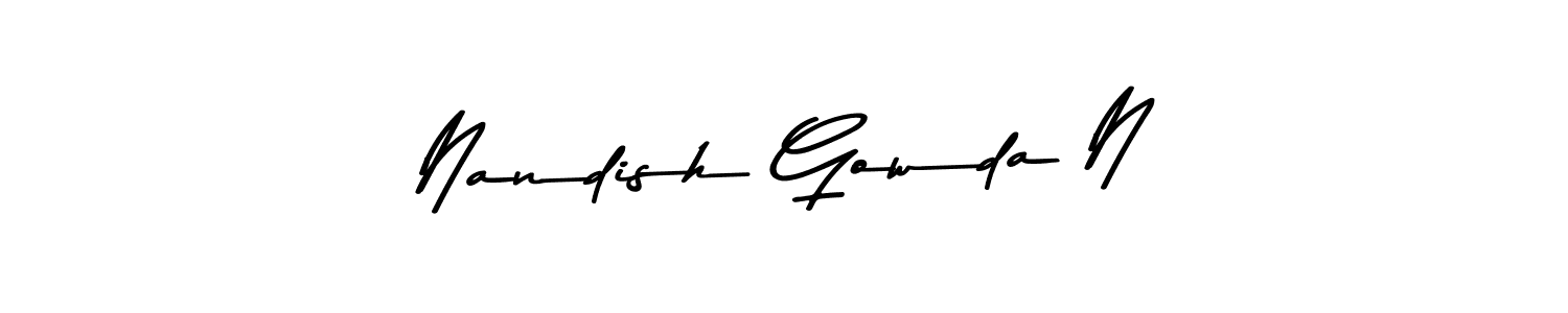 The best way (Asem Kandis PERSONAL USE) to make a short signature is to pick only two or three words in your name. The name Nandish Gowda N include a total of six letters. For converting this name. Nandish Gowda N signature style 9 images and pictures png