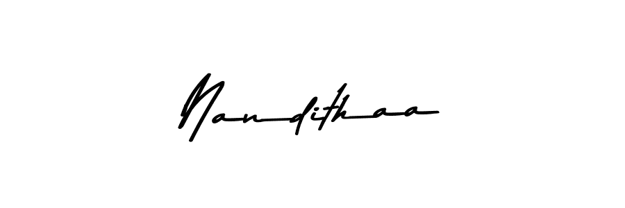 Nandithaa stylish signature style. Best Handwritten Sign (Asem Kandis PERSONAL USE) for my name. Handwritten Signature Collection Ideas for my name Nandithaa. Nandithaa signature style 9 images and pictures png