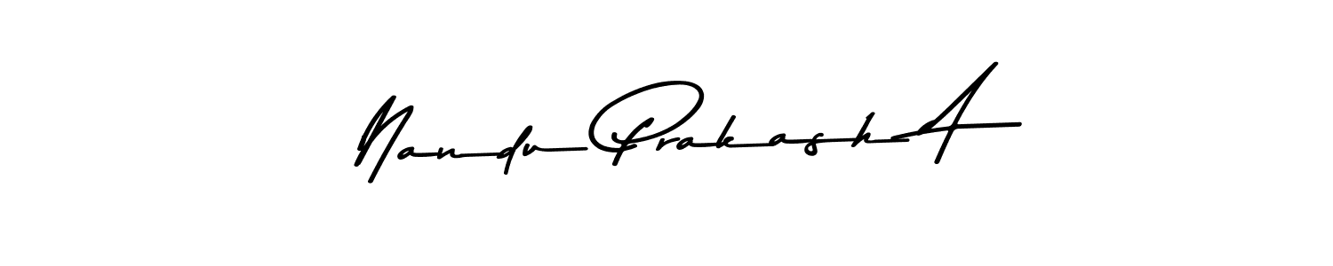Design your own signature with our free online signature maker. With this signature software, you can create a handwritten (Asem Kandis PERSONAL USE) signature for name Nandu Prakash A. Nandu Prakash A signature style 9 images and pictures png
