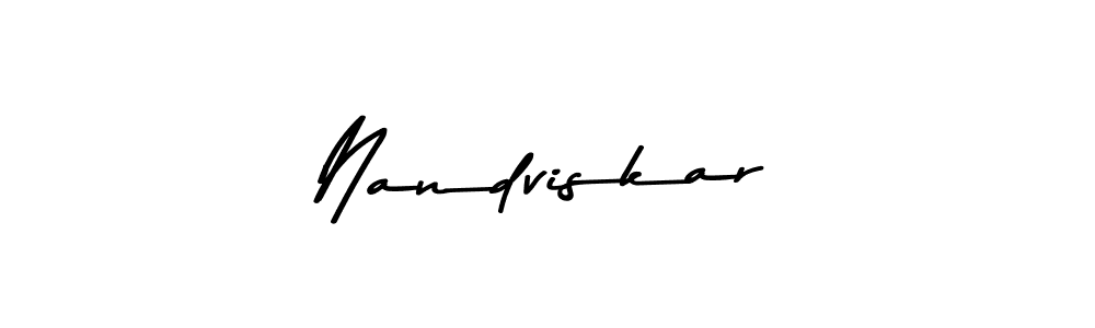 Make a beautiful signature design for name Nandviskar. With this signature (Asem Kandis PERSONAL USE) style, you can create a handwritten signature for free. Nandviskar signature style 9 images and pictures png