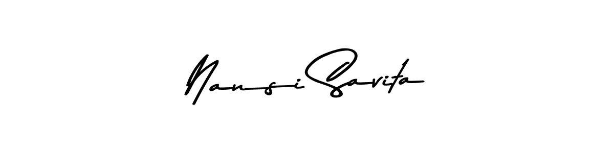 How to make Nansi Savita name signature. Use Asem Kandis PERSONAL USE style for creating short signs online. This is the latest handwritten sign. Nansi Savita signature style 9 images and pictures png