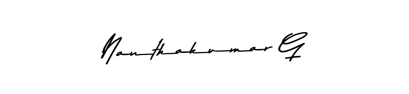 Create a beautiful signature design for name Nanthakumar G. With this signature (Asem Kandis PERSONAL USE) fonts, you can make a handwritten signature for free. Nanthakumar G signature style 9 images and pictures png