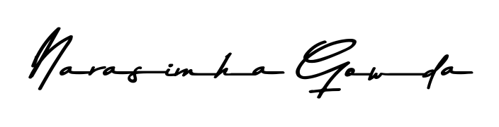 A sleek calligraphic signature for name Narasimha Gowda utilizing Asem Kandis PERSONAL USE styling. Great for adding personal signatures to photos and art. Narasimha Gowda signature style 9 images and pictures png