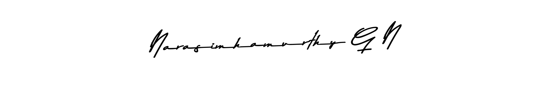 Make a beautiful signature design for name Narasimhamurthy G N. With this signature (Asem Kandis PERSONAL USE) style, you can create a handwritten signature for free. Narasimhamurthy G N signature style 9 images and pictures png