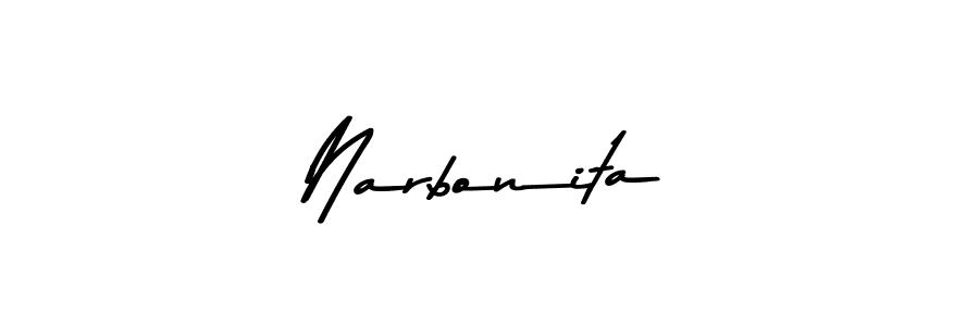 How to make Narbonita name signature. Use Asem Kandis PERSONAL USE style for creating short signs online. This is the latest handwritten sign. Narbonita signature style 9 images and pictures png