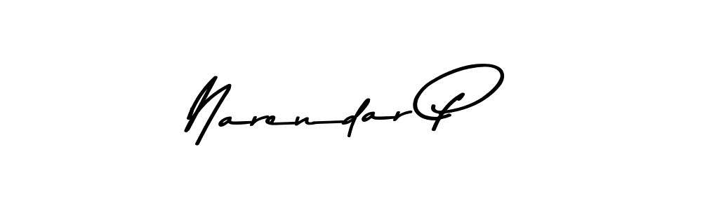 Make a beautiful signature design for name Narendar P. With this signature (Asem Kandis PERSONAL USE) style, you can create a handwritten signature for free. Narendar P signature style 9 images and pictures png