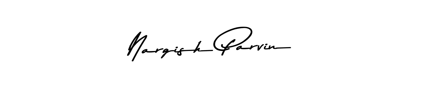 How to make Nargish Parvin name signature. Use Asem Kandis PERSONAL USE style for creating short signs online. This is the latest handwritten sign. Nargish Parvin signature style 9 images and pictures png