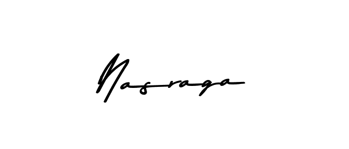 How to make Nasraga name signature. Use Asem Kandis PERSONAL USE style for creating short signs online. This is the latest handwritten sign. Nasraga signature style 9 images and pictures png