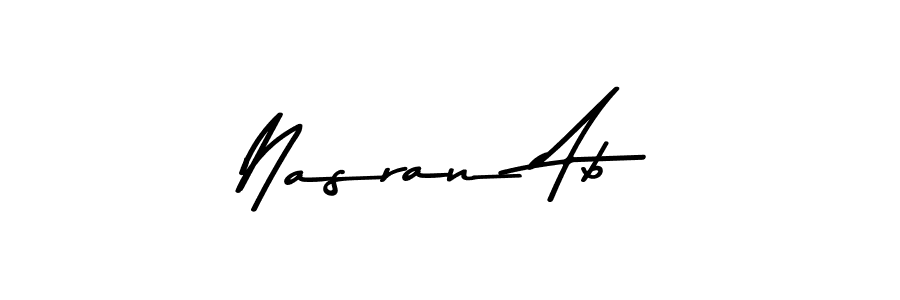 How to make Nasran Ab name signature. Use Asem Kandis PERSONAL USE style for creating short signs online. This is the latest handwritten sign. Nasran Ab signature style 9 images and pictures png