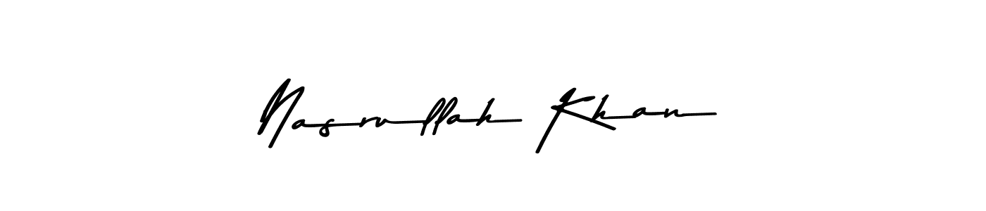 Design your own signature with our free online signature maker. With this signature software, you can create a handwritten (Asem Kandis PERSONAL USE) signature for name Nasrullah Khan. Nasrullah Khan signature style 9 images and pictures png