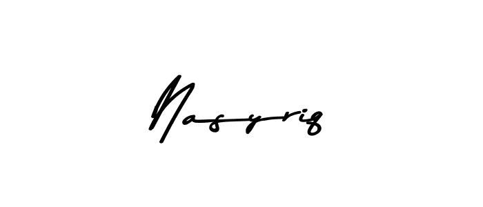 How to make Nasyriq name signature. Use Asem Kandis PERSONAL USE style for creating short signs online. This is the latest handwritten sign. Nasyriq signature style 9 images and pictures png