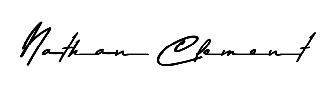 Looking for an artistic signature for Nathan Clement? The Asem Kandis PERSONAL USE calligraphy style gives a sophisticated flow suitable for business cards and emails. Nathan Clement signature style 9 images and pictures png