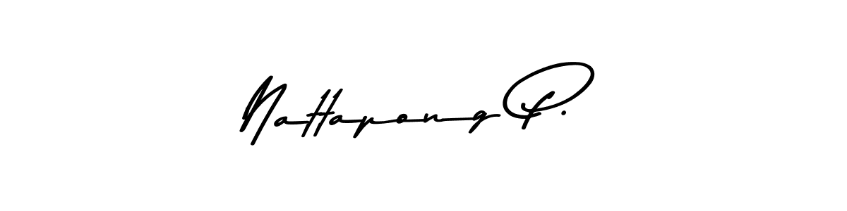 The best way (Asem Kandis PERSONAL USE) to make a short signature is to pick only two or three words in your name. The name Nattapong P. include a total of six letters. For converting this name. Nattapong P. signature style 9 images and pictures png