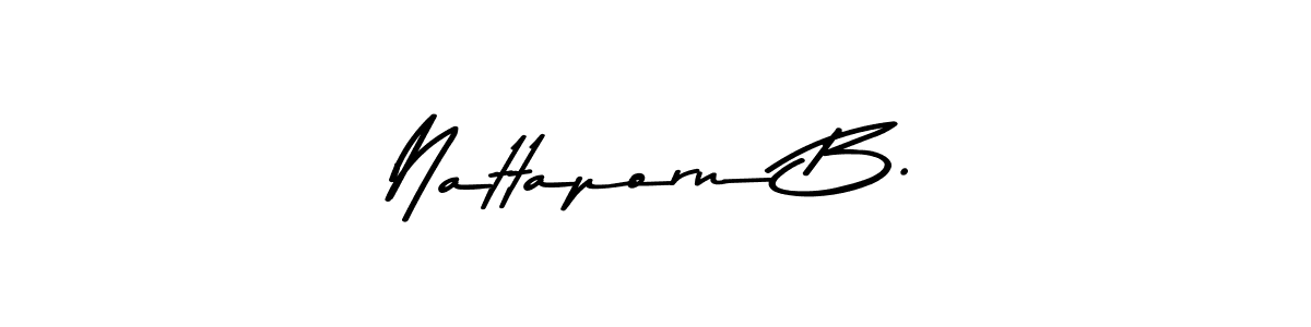 The best way (Asem Kandis PERSONAL USE) to make a short signature is to pick only two or three words in your name. The name Nattaporn B. include a total of six letters. For converting this name. Nattaporn B. signature style 9 images and pictures png