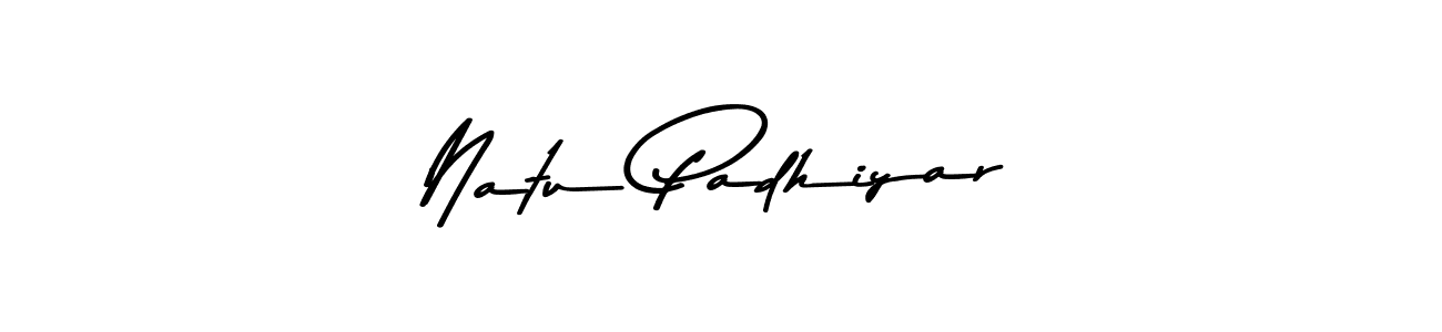 How to make Natu Padhiyar name signature. Use Asem Kandis PERSONAL USE style for creating short signs online. This is the latest handwritten sign. Natu Padhiyar signature style 9 images and pictures png