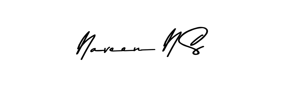 Create a beautiful signature design for name Naveen N S. With this signature (Asem Kandis PERSONAL USE) fonts, you can make a handwritten signature for free. Naveen N S signature style 9 images and pictures png