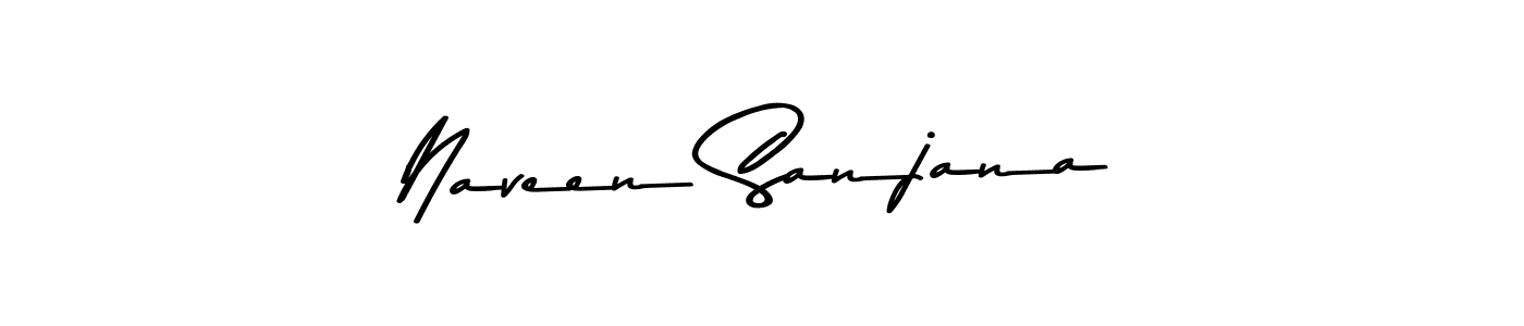 How to make Naveen Sanjana name signature. Use Asem Kandis PERSONAL USE style for creating short signs online. This is the latest handwritten sign. Naveen Sanjana signature style 9 images and pictures png