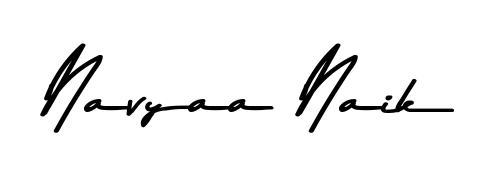 The Asem Kandis PERSONAL USE typeface gives name Navyaa Naik a refined look. Suitable for certificates, diplomas, and official verification. Navyaa Naik signature style 9 images and pictures png