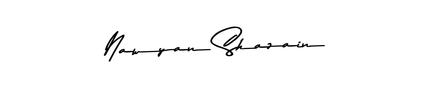 The best way (Asem Kandis PERSONAL USE) to make a short signature is to pick only two or three words in your name. The name Nawyan Shazain include a total of six letters. For converting this name. Nawyan Shazain signature style 9 images and pictures png