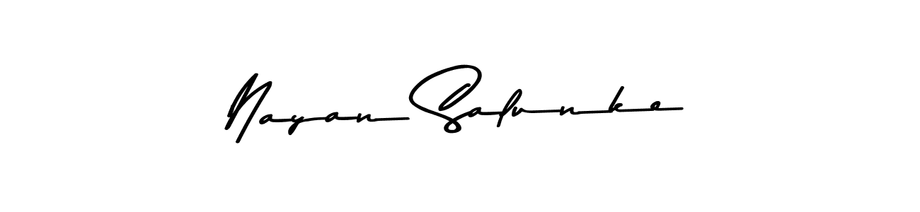 The best way (Asem Kandis PERSONAL USE) to make a short signature is to pick only two or three words in your name. The name Nayan Salunke include a total of six letters. For converting this name. Nayan Salunke signature style 9 images and pictures png