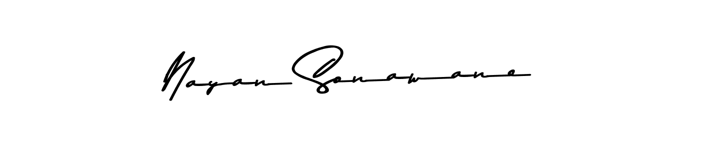 How to make Nayan Sonawane name signature. Use Asem Kandis PERSONAL USE style for creating short signs online. This is the latest handwritten sign. Nayan Sonawane signature style 9 images and pictures png