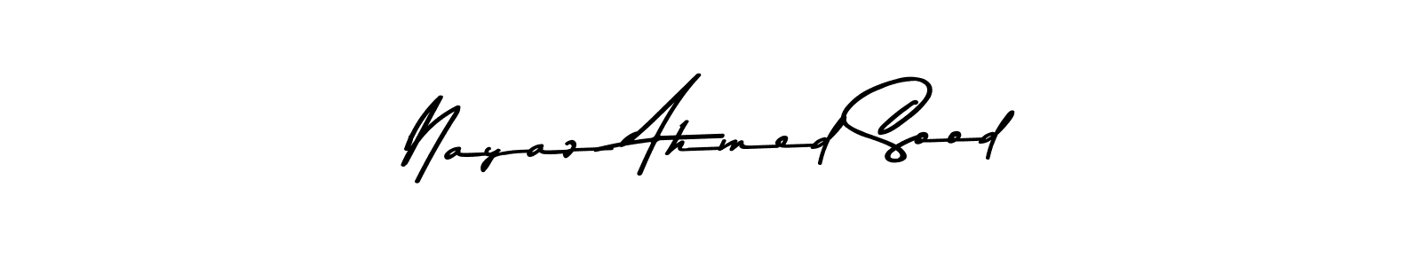The best way (Asem Kandis PERSONAL USE) to make a short signature is to pick only two or three words in your name. The name Nayaz Ahmed Sood include a total of six letters. For converting this name. Nayaz Ahmed Sood signature style 9 images and pictures png