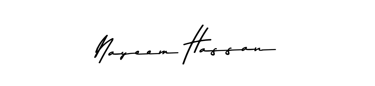 The best way (Asem Kandis PERSONAL USE) to make a short signature is to pick only two or three words in your name. The name Nayeem Hassan include a total of six letters. For converting this name. Nayeem Hassan signature style 9 images and pictures png
