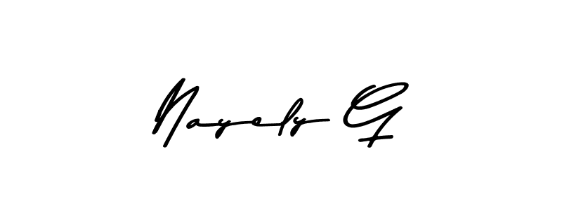 How to make Nayely G name signature. Use Asem Kandis PERSONAL USE style for creating short signs online. This is the latest handwritten sign. Nayely G signature style 9 images and pictures png