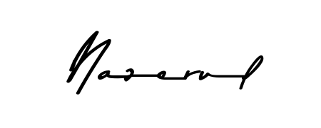 A sleek calligraphic signature for name Nazerul utilizing Asem Kandis PERSONAL USE styling. Great for adding personal signatures to photos and art. Nazerul signature style 9 images and pictures png