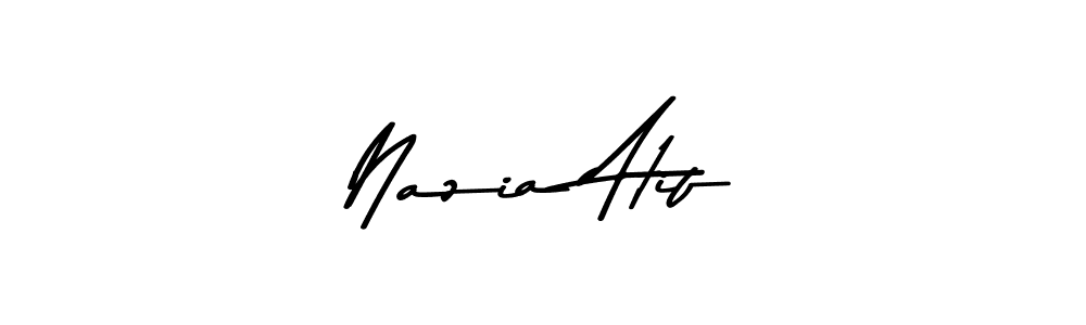 This is the best signature style for the Nazia Atif name. Also you like these signature font (Asem Kandis PERSONAL USE). Mix name signature. Nazia Atif signature style 9 images and pictures png