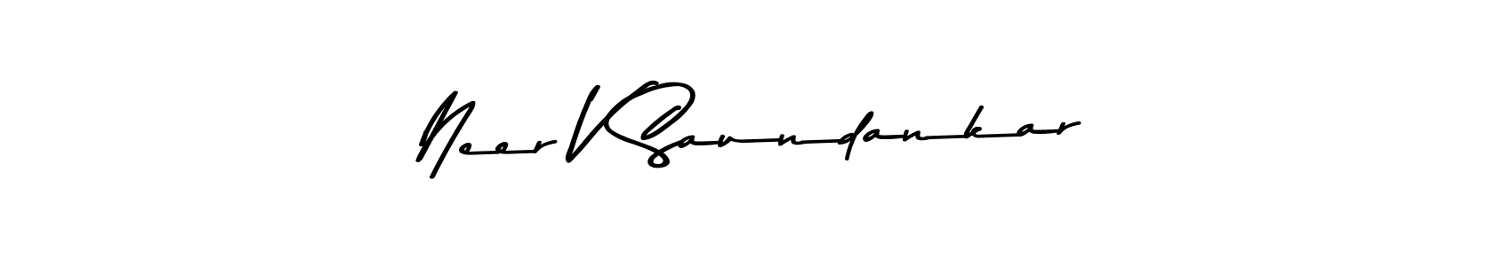Asem Kandis PERSONAL USE is a professional signature style that is perfect for those who want to add a touch of class to their signature. It is also a great choice for those who want to make their signature more unique. Get Neer V Saundankar name to fancy signature for free. Neer V Saundankar signature style 9 images and pictures png