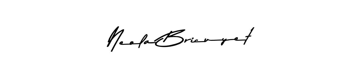 if you are searching for the best signature style for your name Neola Bricuyet. so please give up your signature search. here we have designed multiple signature styles  using Asem Kandis PERSONAL USE. Neola Bricuyet signature style 9 images and pictures png