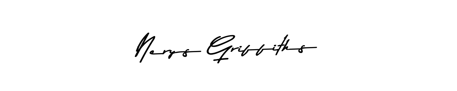 Create a beautiful signature design for name Nerys Griffiths. With this signature (Asem Kandis PERSONAL USE) fonts, you can make a handwritten signature for free. Nerys Griffiths signature style 9 images and pictures png